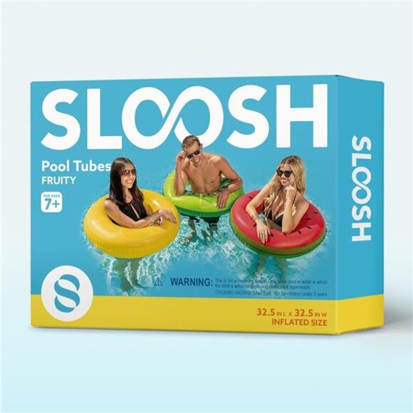 Inflatable Swim Tube Raft (3 pack) with Summer Fruits Painting, Pool Toys - Picture 7 of 8